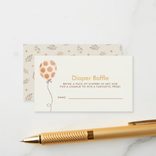 Watercolor Balloon Baby Shower Diaper Raffle Enclosure Card