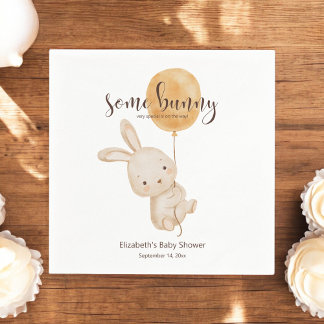 Watercolor Balloon Bunny Baby Shower Napkins