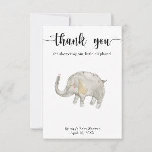 Watercolor balloon elephant thank you  card