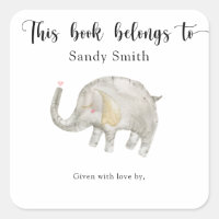 Watercolor balloon Elephant - this book belongs to