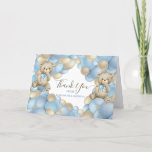 Watercolor Balloon Teddy Theme Paper Napkin Thank You Card