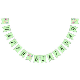 Watercolor Balloons Birthday Party Bunting Flags