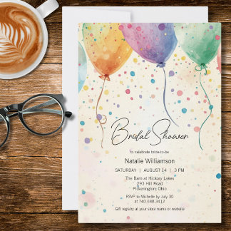 Watercolor Balloons Bridal Shower  Invitation
