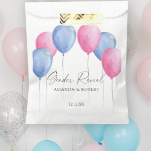 Watercolor Balloons Gender Reveal Favour Bag