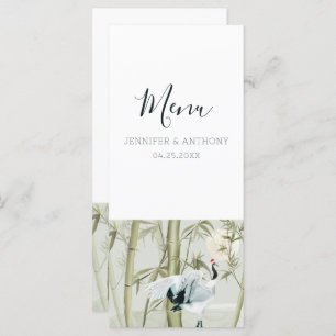 Watercolor Bamboo Japanese Crane  Menu