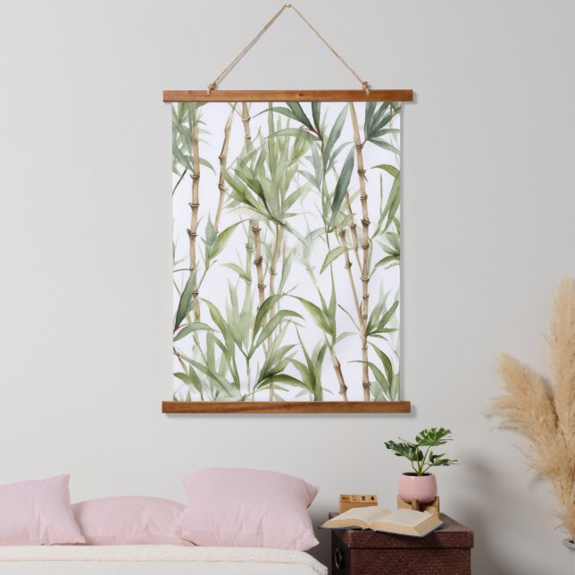 Watercolor Bamboo Trees Print Hanging Tapestry (Bedroom)