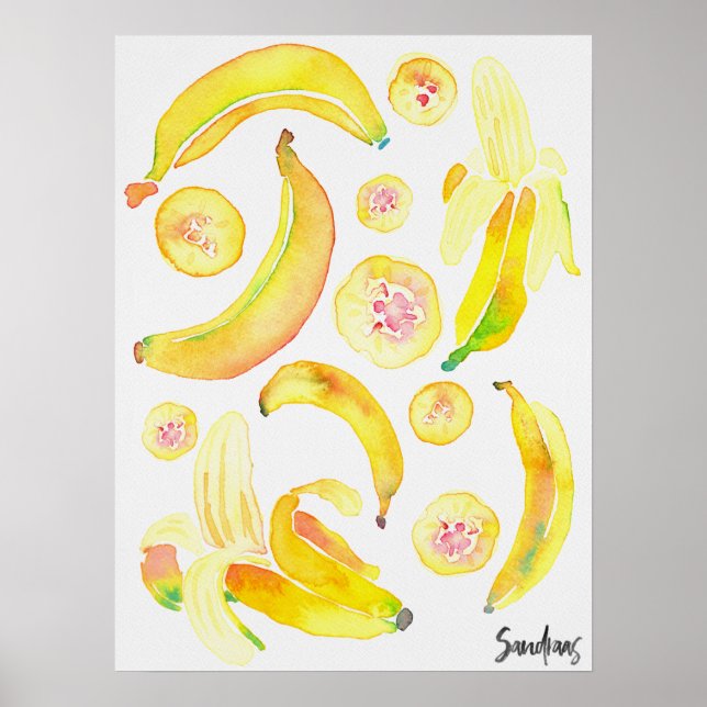 Watercolor Bananas Poster (Front)