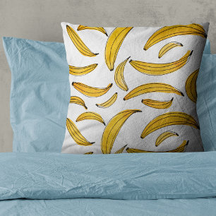 Watercolor bananas - yellow throw pillow
