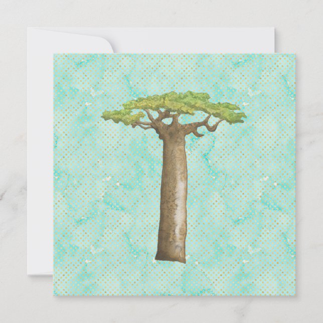 Watercolor Baobab Tree Flat Card (Front)