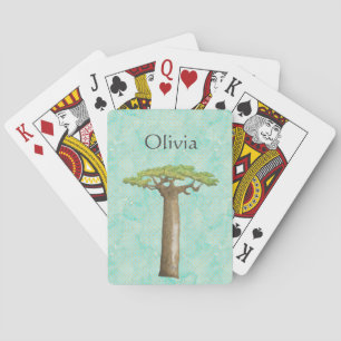 Watercolor Baobab Tree Personalized  Playing Cards