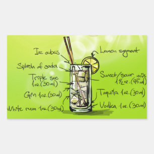 Watercolor Bar Cocktail Recipe Sticker