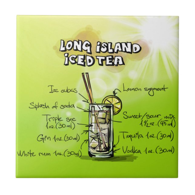 Watercolor Bar Cocktail Recipe Tile (Front)