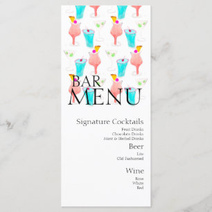 Watercolor Bar Drink Cocktail Wine Wedding  Menu