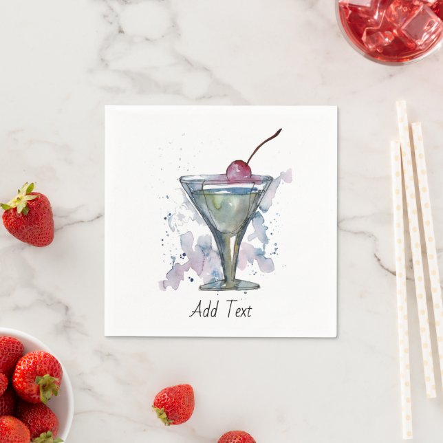  Watercolor Bar Party Cocktail Napkin (Insitu)