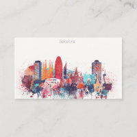 Watercolor Barcelona Skyline