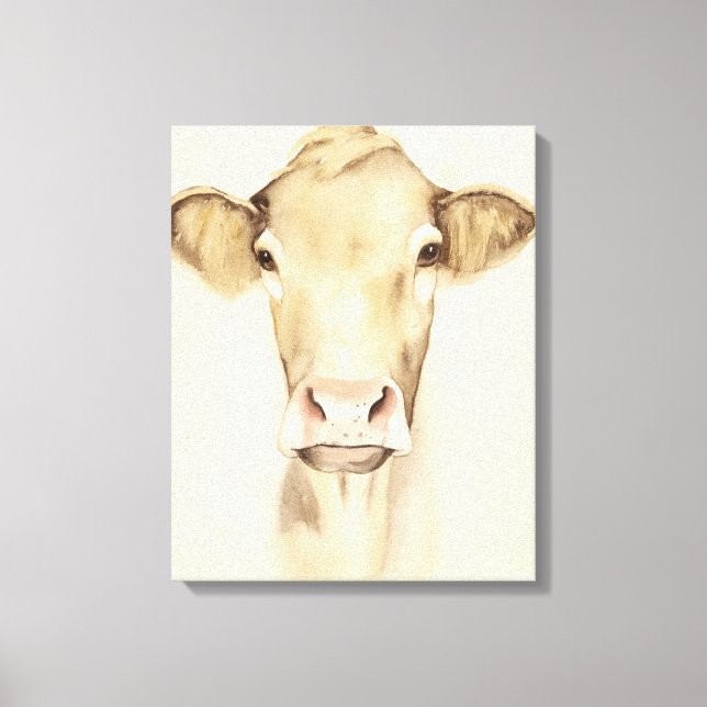 Watercolor Barn Animals | Cow Canvas Print (Front)