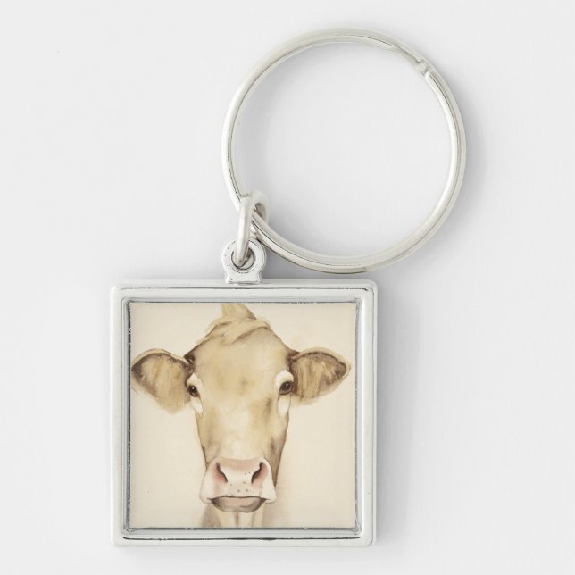 Watercolor Barn Animals | Cow Keychain (Front)