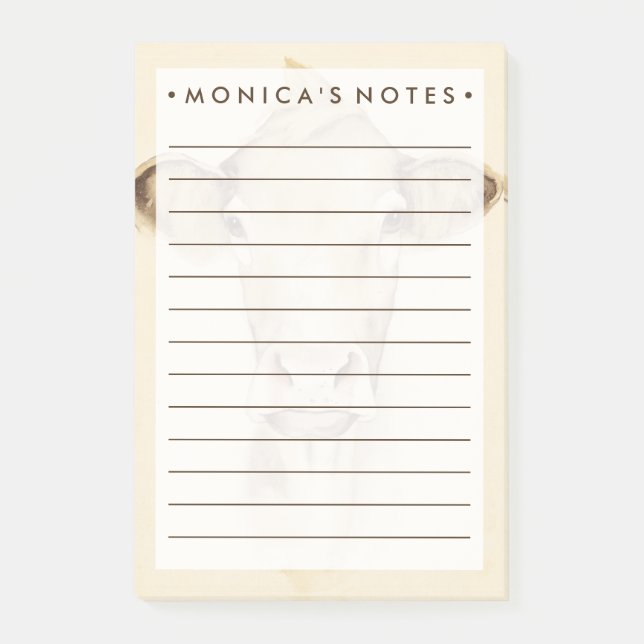 Watercolor Barn Animals | Cow Post-it Notes (Front)