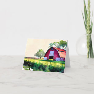 Watercolor barn customizable card