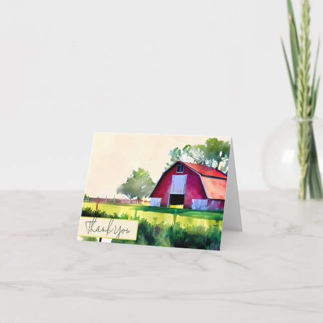 Watercolor barn customizable card (Front)
