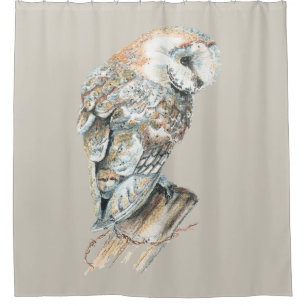 Watercolor Barn Owl Bird Custom Background colour