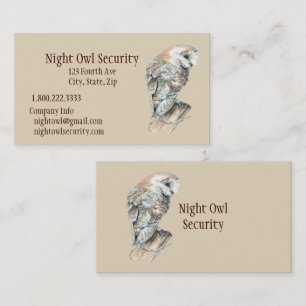 Watercolor Barn Owl Security Business Card