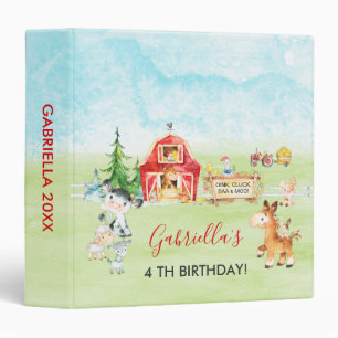 Watercolor Barnyard and Farm Animals Kids Birthday Binder