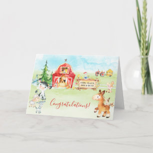 Watercolor Barnyard and Farm Animals Thank You Card