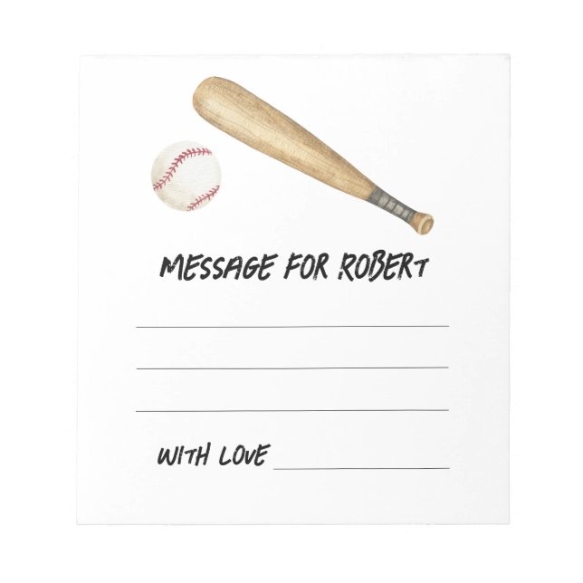 Watercolor Baseball Birthday time capsule message Notepad (Front)