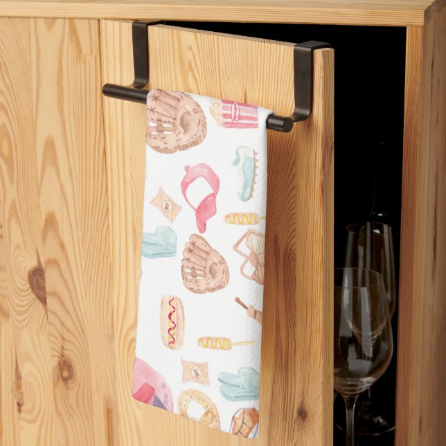 Watercolor Baseball Kitchen Towel (Thirds Fold)