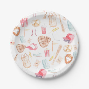 Watercolor Baseball Paper Plate