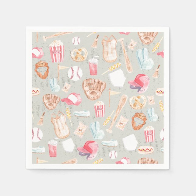 Watercolor Baseball Pattern Napkin (Front)