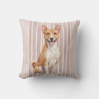 Watercolor Basenji Dog Decorative Pillow