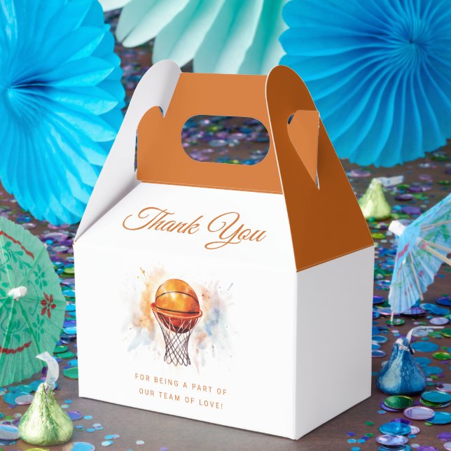 Watercolor Basketball Baby Shower Favor Box (Party)