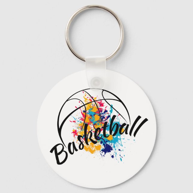 Watercolor Basketball   Keychain (Front)