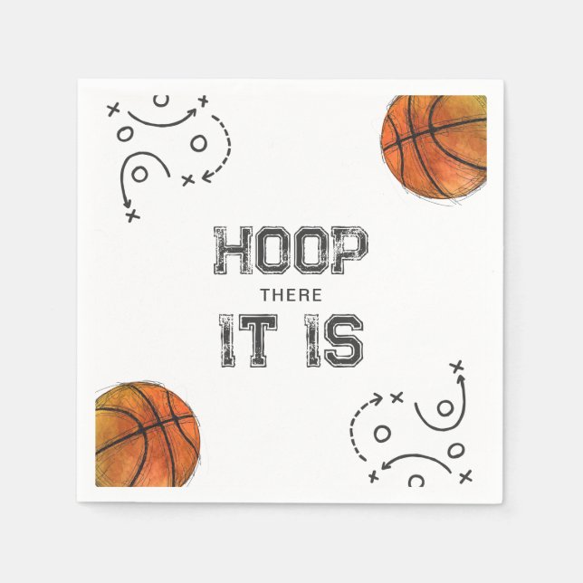Watercolor Basketball Paper Napkins (Front)