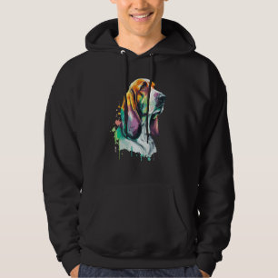 Watercolor Basset Hound Cute Colorful Pet Dog Hoodie