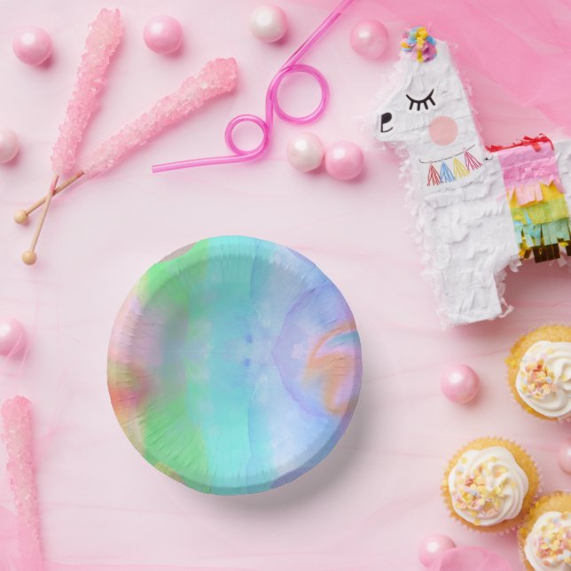 Watercolor Bath Bomb Birthday Paper Plate (Party)