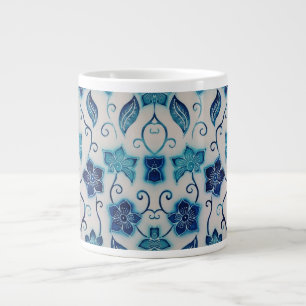 Watercolor Batik Garden with Blue Specialty Mug
