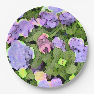 Watercolor Batik Hydrangeas Paper Plate