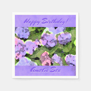 Watercolor Batik Hydrangeas Personalized Napkin