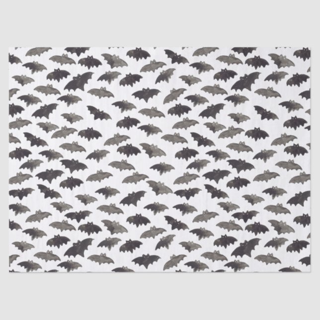 Watercolor Bats Halloween Tissue Paper (Front)