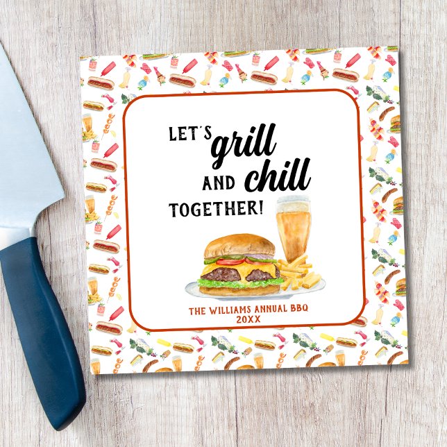Watercolor BBQ Food, Drinks & Desserts Party Napkin (Creator Uploaded)
