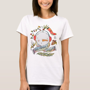 Watercolor Be Merry Snowman T-Shirt