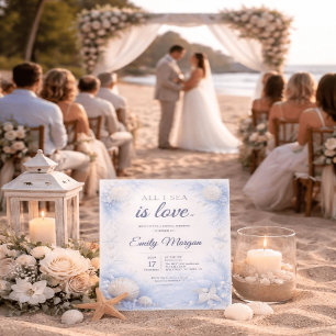 Watercolor Beach All I Sea Is Love Bridal Shower I Invitation