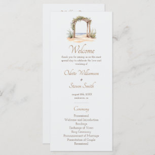 Watercolor Beach Arch Programme de mariage minimal