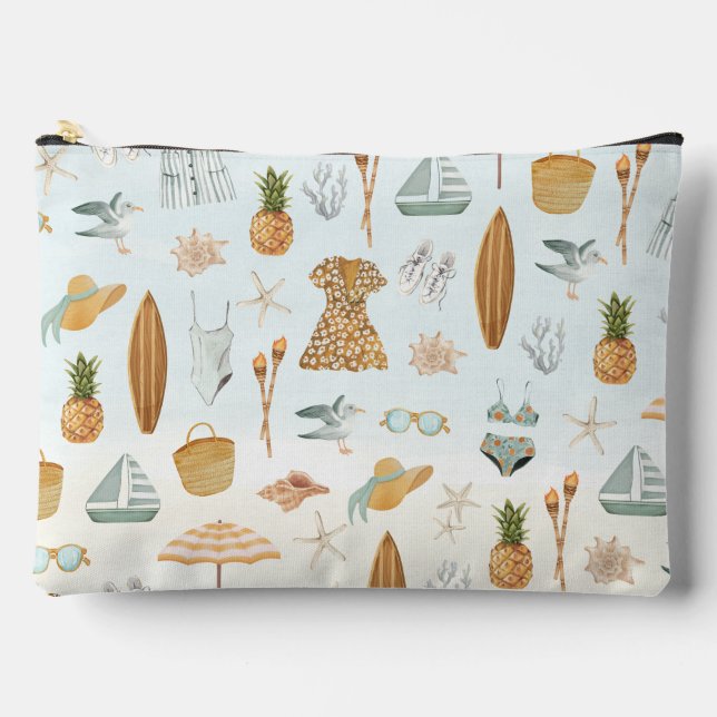 Watercolor Beach Bachelorette Party Weekend Accessory Pouch (Front)