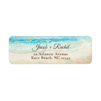 Watercolor Beach Blue Ocean Adresse de retour
