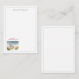 Watercolor Beach Chair Personalized Card