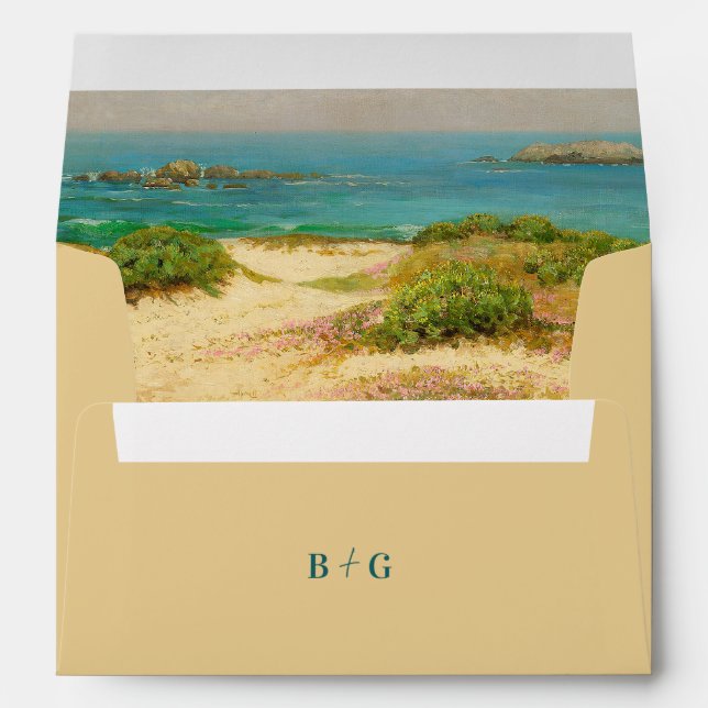 Watercolor Beach Coastal Wedding Destination Envelope (Back (Bottom))